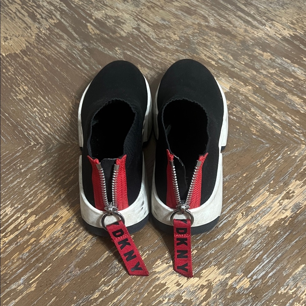 DKNY Black and Red Slip-On Sneakers - Picture 2 of 4